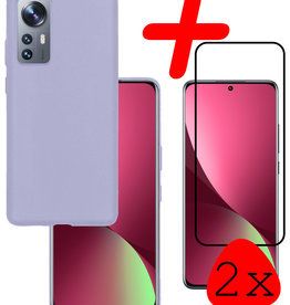 BASEY. BASEY. Xiaomi 12 Pro Hoesje Siliconen Met 2x Screenprotector - Lila