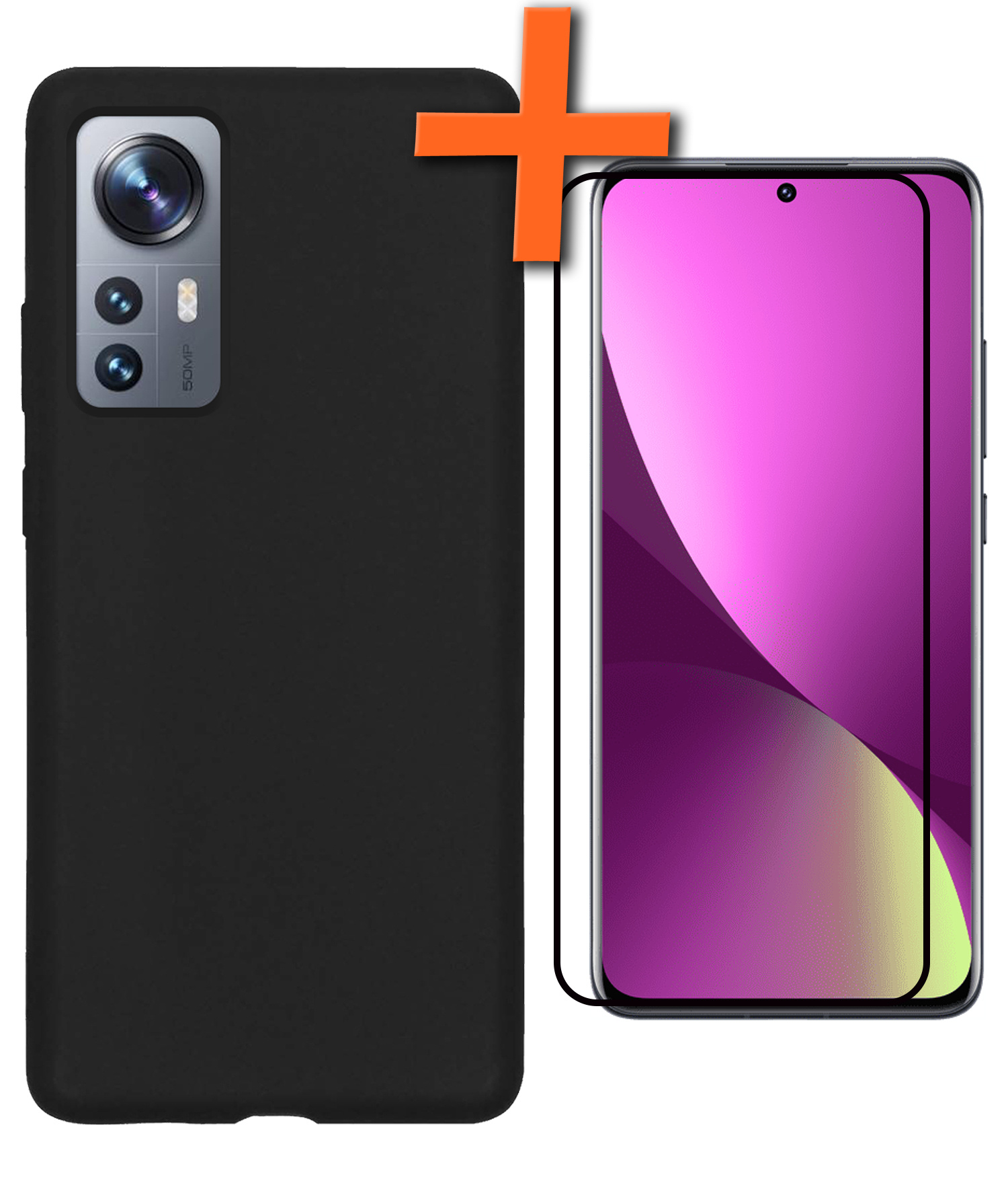 Nomfy Hoesje Geschikt voor Xiaomi 12 Pro Hoesje Siliconen Cover Case Met Screenprotector - Hoes Geschikt voor Xiaomi 12 Pro Hoes Back Case - Zwart