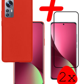 BASEY. BASEY. Xiaomi 12 Pro Hoesje Siliconen Met 2x Screenprotector - Rood