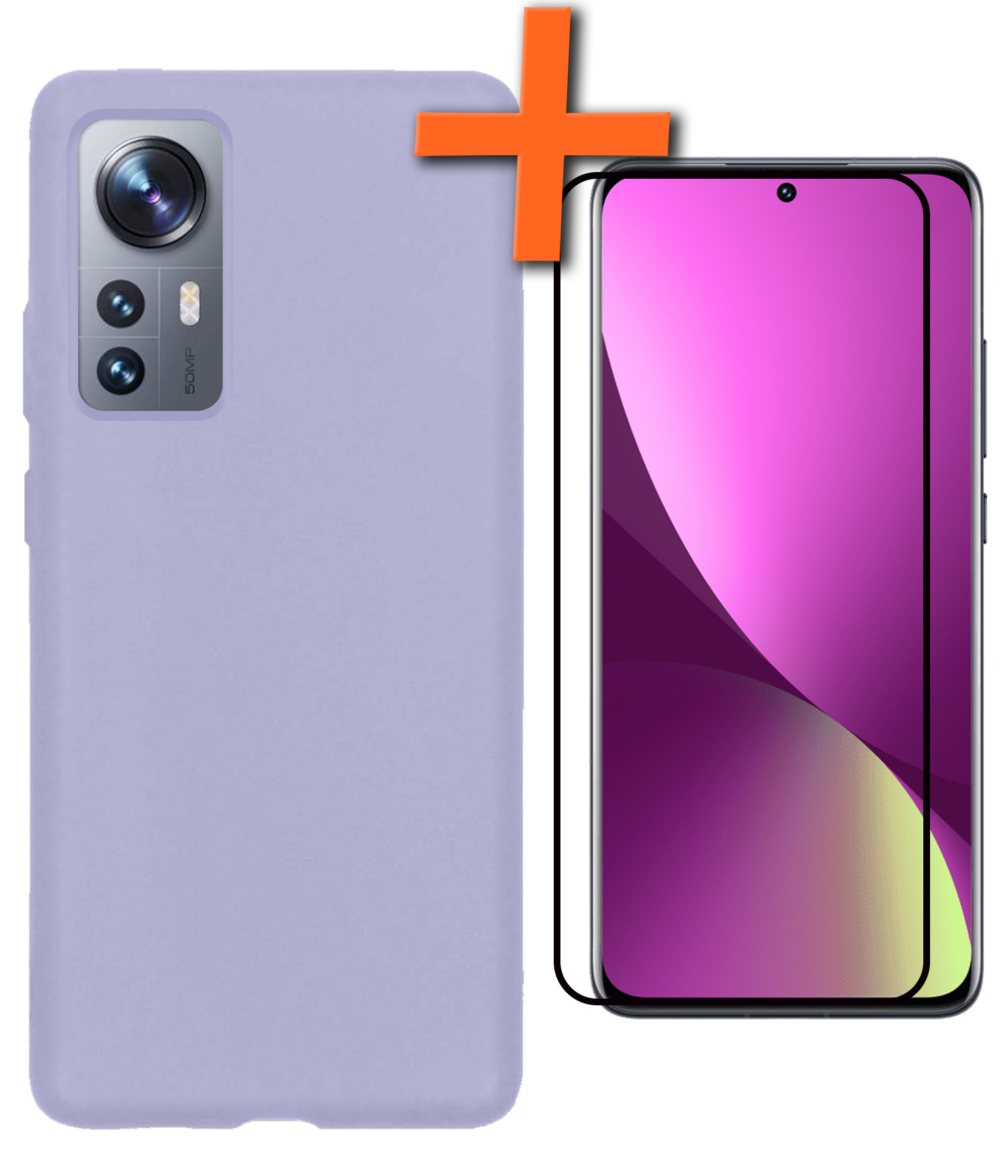 Nomfy Hoesje Geschikt voor Xiaomi 12 Pro Hoesje Siliconen Cover Case Met Screenprotector - Hoes Geschikt voor Xiaomi 12 Pro Hoes Back Case - Lila