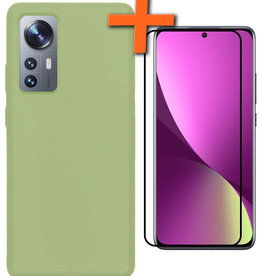 Nomfy Nomfy Xiaomi 12 Pro Hoesje Siliconen Met Screenprotector - Groen