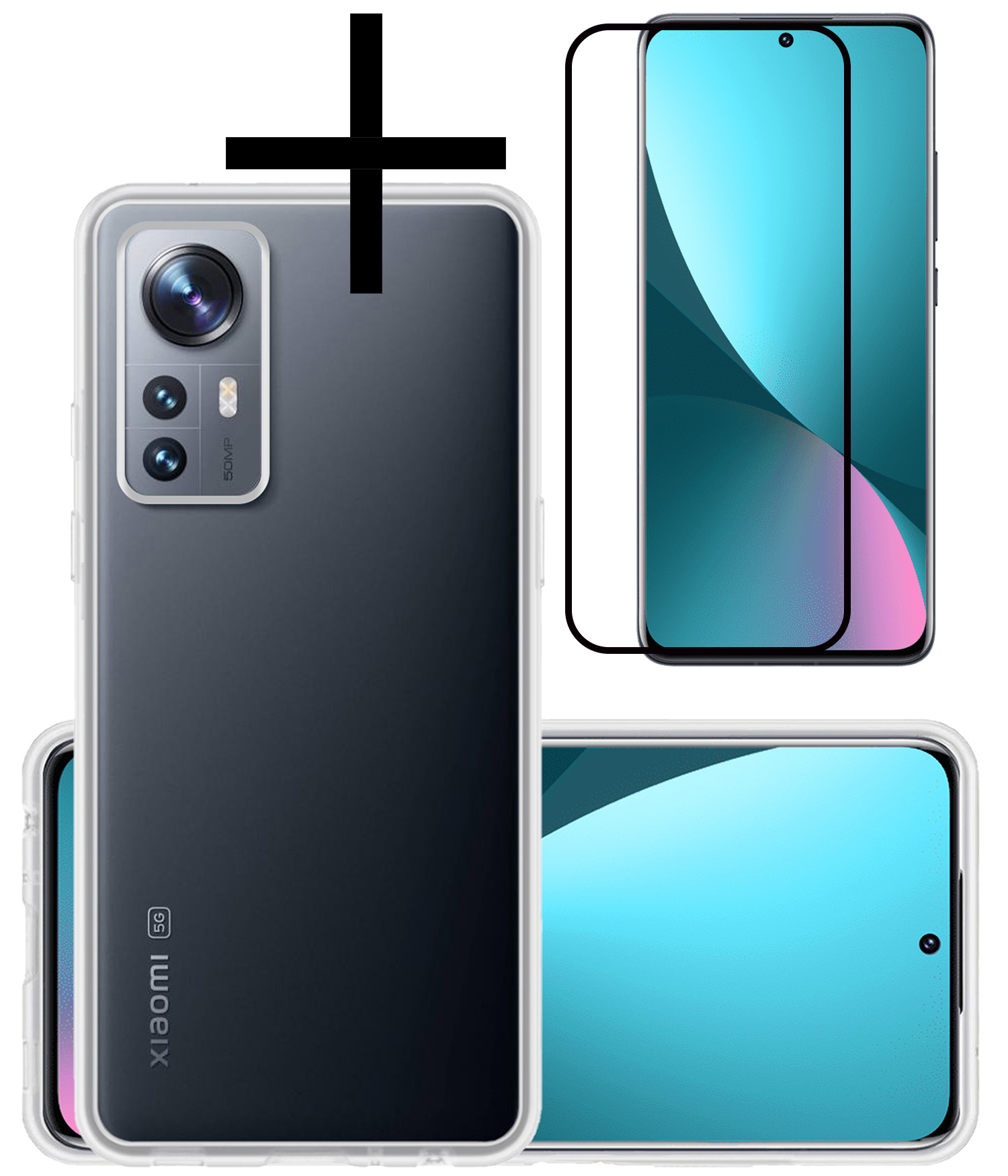 NoXx Hoes Geschikt voor Xiaomi 12 Pro Hoesje Cover Siliconen Back Case Hoes Met Screenprotector - Transparant