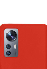 NoXx Xiaomi 12 Pro Hoesje Back Cover Siliconen Case Hoes Met 2x Screenprotector - Rood