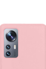 NoXx Hoes Geschikt voor Xiaomi 12 Pro Hoesje Cover Siliconen Back Case Hoes Met Screenprotector - Roze