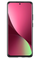 BASEY. Hoes Geschikt voor Xiaomi 12 Pro Hoesje Siliconen Back Cover Case Met 2x Screenprotector - Hoesje Geschikt voor Xiaomi 12 Pro Hoes Cover Hoesje - Zwart