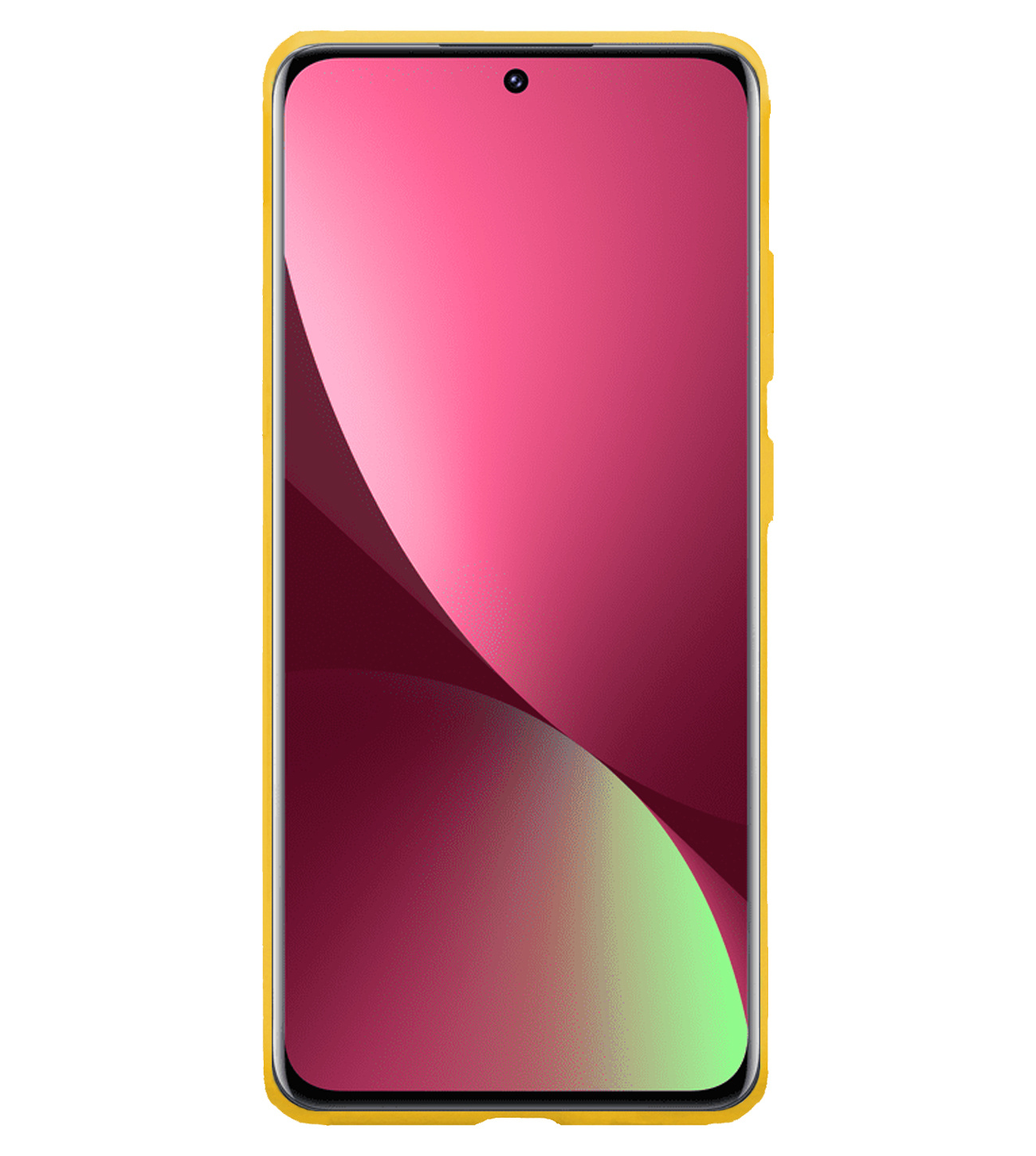 BASEY. Hoes Geschikt voor Xiaomi 12 Pro Hoesje Siliconen Back Cover Case Met 2x Screenprotector - Hoesje Geschikt voor Xiaomi 12 Pro Hoes Cover Hoesje - Geel