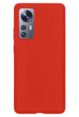 BASEY. Hoes Geschikt voor Xiaomi 12 Pro Hoesje Siliconen Back Cover Case Met Screenprotector - Hoesje Geschikt voor Xiaomi 12 Pro Hoes Cover Hoesje - Rood