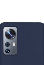 NoXx Xiaomi 12X Hoesje Back Cover Siliconen Case Hoes Met 2x Screenprotector - Donker Blauw