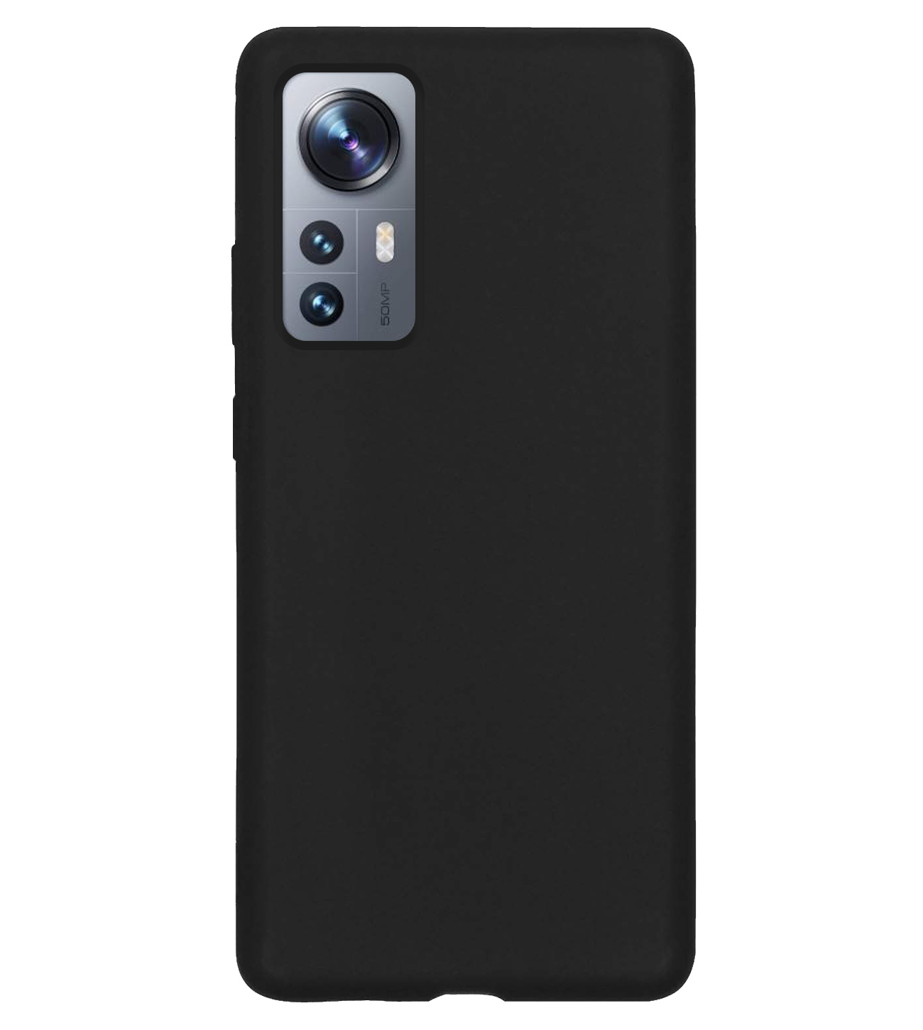 BASEY. Hoes Geschikt voor Xiaomi 12 Hoesje Siliconen Back Cover Case Met 2x Screenprotector - Hoesje Geschikt voor Xiaomi 12 Hoes Cover Hoesje - Zwart