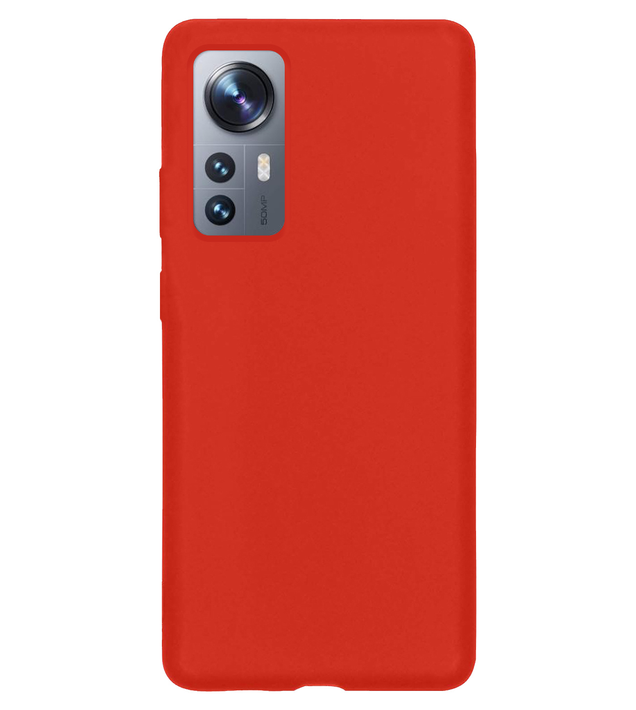 BASEY. Hoes Geschikt voor Xiaomi 12 Hoesje Siliconen Back Cover Case Met 2x Screenprotector - Hoesje Geschikt voor Xiaomi 12 Hoes Cover Hoesje - Rood