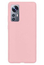 BASEY. Hoes Geschikt voor Xiaomi 12 Hoesje Siliconen Back Cover Case Met 2x Screenprotector - Hoesje Geschikt voor Xiaomi 12 Hoes Cover Hoesje - Roze