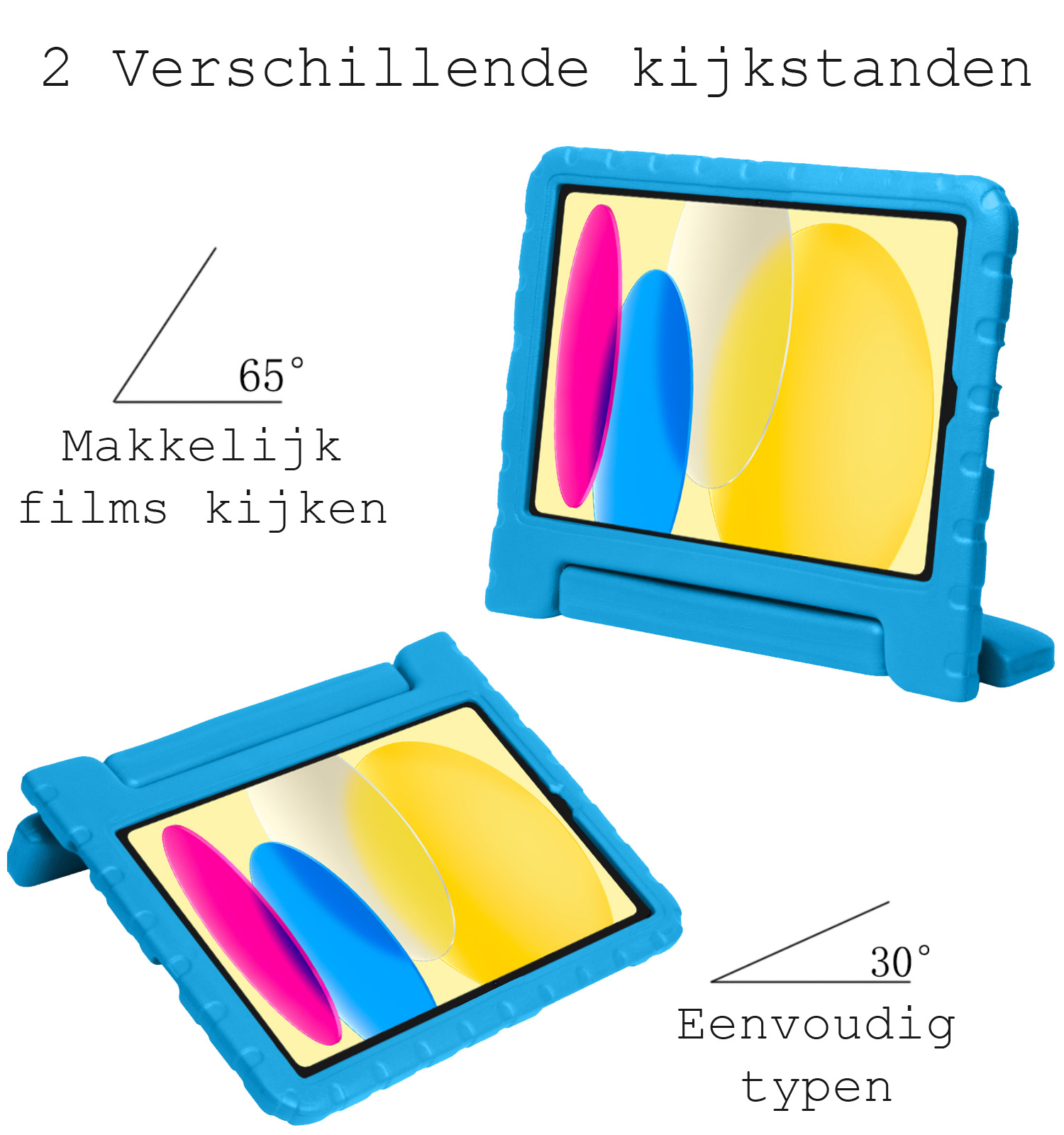 BASEY. Hoesje Geschikt voor iPad 2022 Hoesje Kinder Hoes Shockproof Kinderhoes - Kindvriendelijk Hoesje Geschikt voor iPad 10 Hoes Kids Case - Blauw