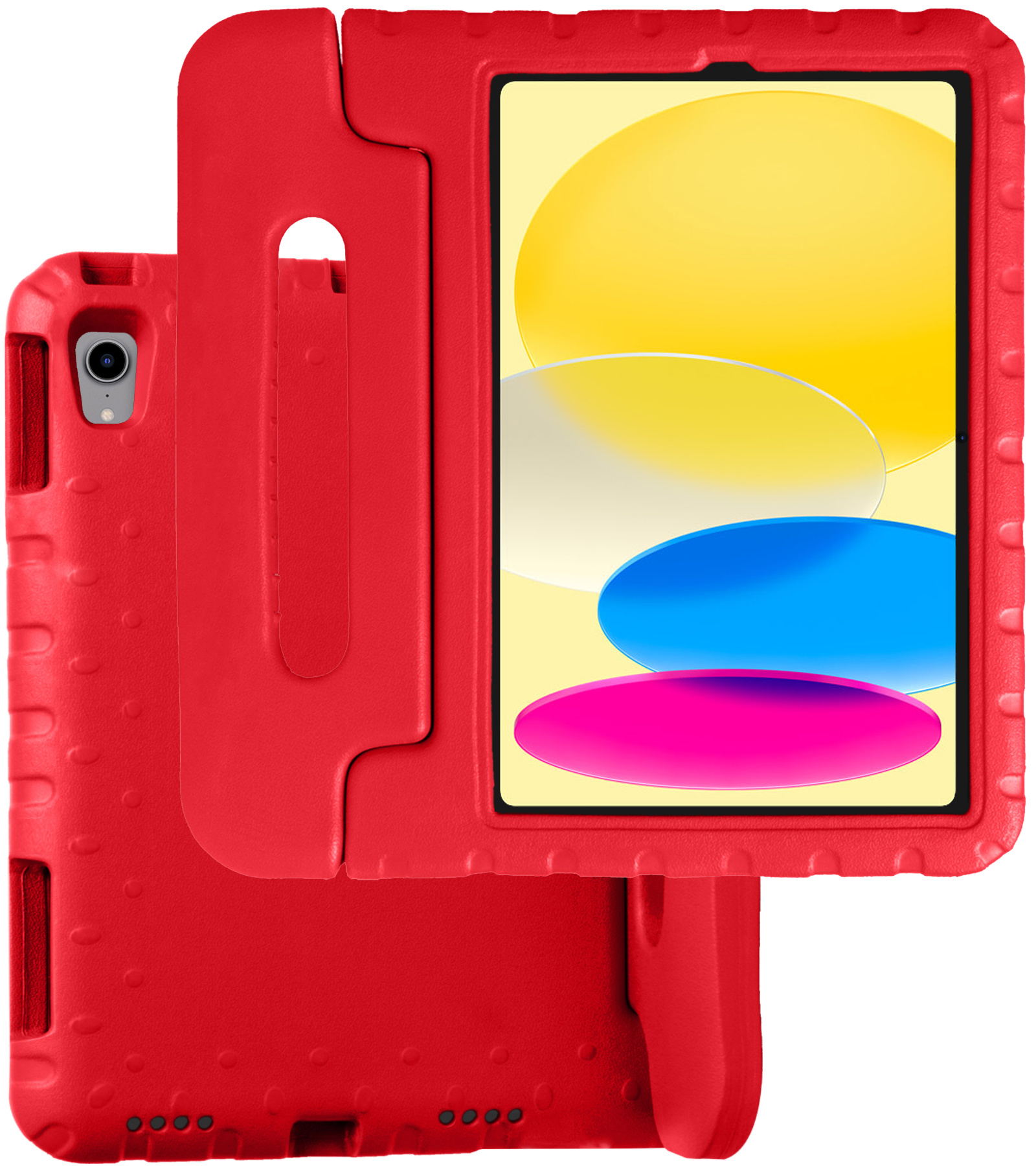 BASEY. Hoesje Geschikt voor iPad 2022 Hoesje Kinder Hoes Shockproof Kinderhoes - Kindvriendelijk Hoesje Geschikt voor iPad 10 Hoes Kids Case - Rood