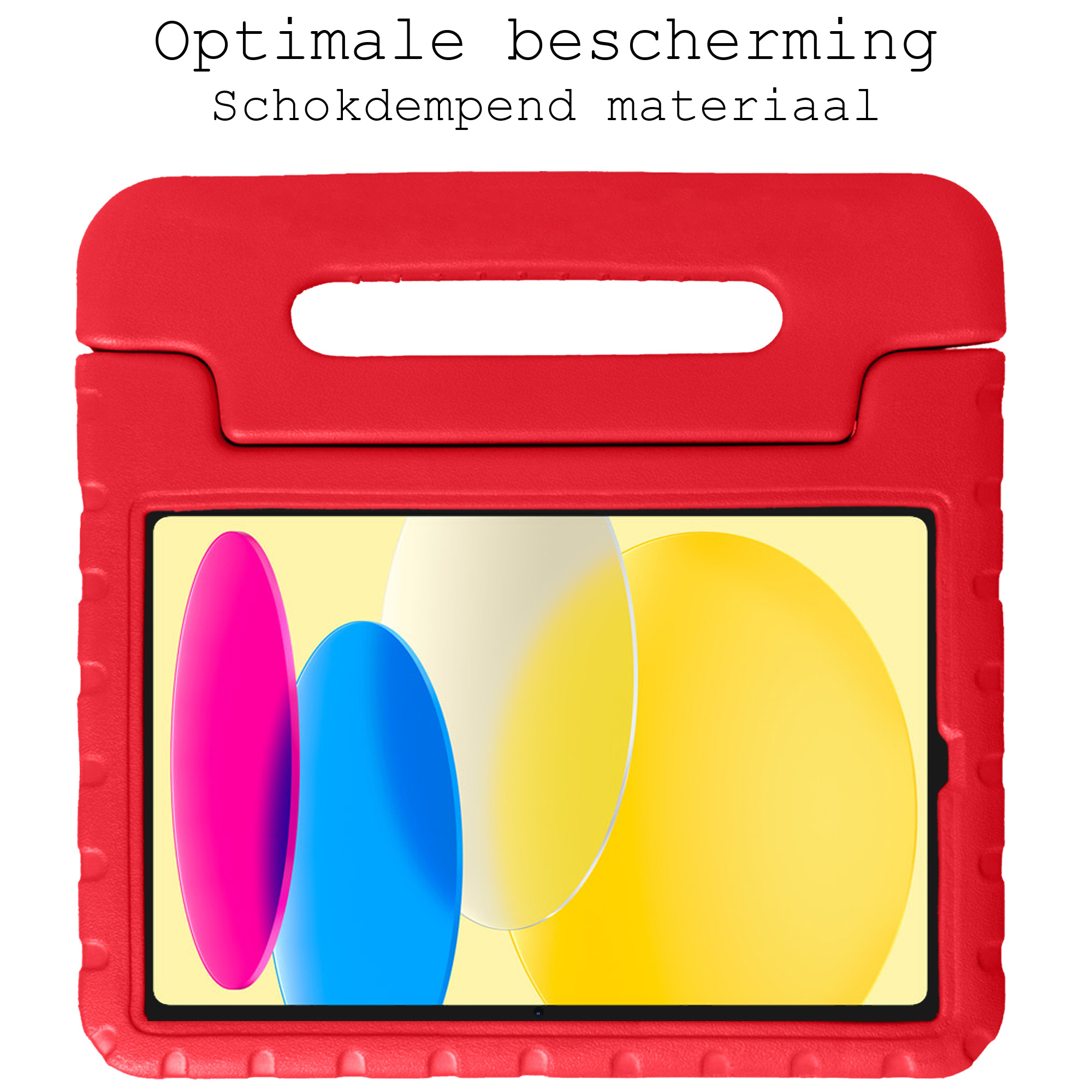 BASEY. Hoesje Geschikt voor iPad 2022 Hoesje Kinder Hoes Shockproof Kinderhoes - Kindvriendelijk Hoesje Geschikt voor iPad 10 Hoes Kids Case - Rood