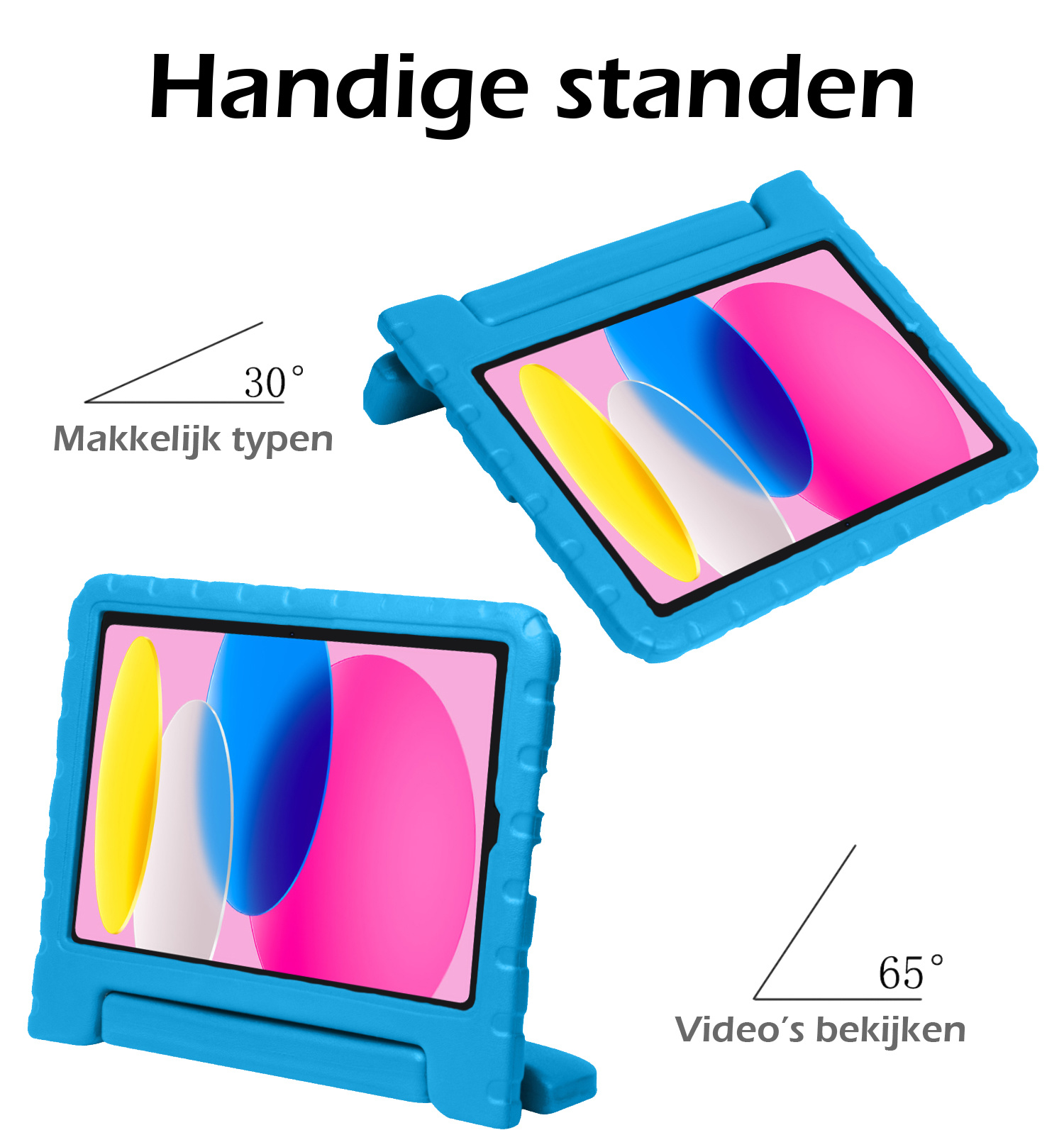 Nomfy Hoes Geschikt voor iPad 2022 Hoes Bumper Kindvriendelijk Kids Case Kinderhoes - Hoesje Geschikt voor iPad 10 Hoesje Shockproof Cover Hoes - Blauw