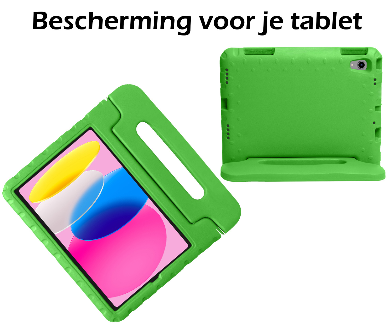 Nomfy Hoes Geschikt voor iPad 2022 Hoes Bumper Kindvriendelijk Kids Case Kinderhoes - Hoesje Geschikt voor iPad 10 Hoesje Shockproof Cover Hoes - Groen