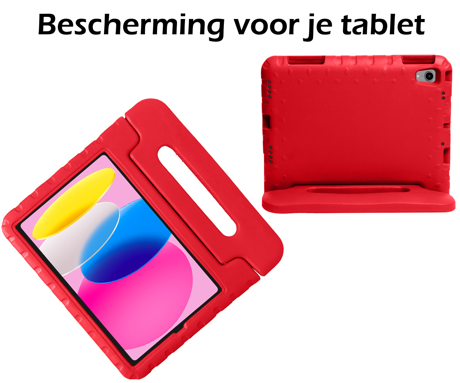 Nomfy Hoes Geschikt voor iPad 2022 Hoes Bumper Kindvriendelijk Kids Case Kinderhoes - Hoesje Geschikt voor iPad 10 Hoesje Shockproof Cover Hoes - Rood