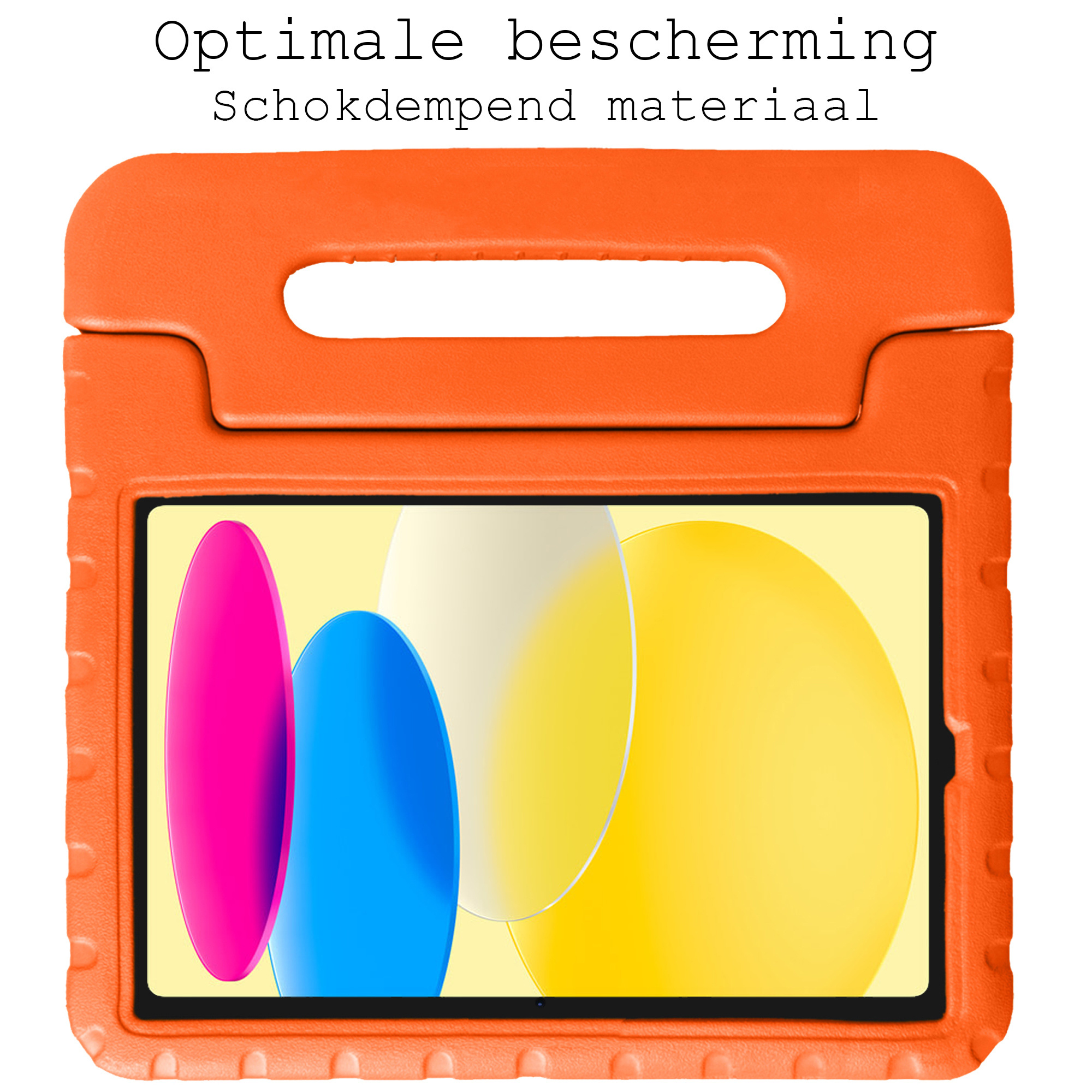 BASEY. Hoesje Geschikt voor iPad 2022 Hoesje Kinder Hoes Shockproof Kinderhoes Met Screenprotector - Kindvriendelijk Hoesje Geschikt voor iPad 10 Hoes Kids Case - Oranje