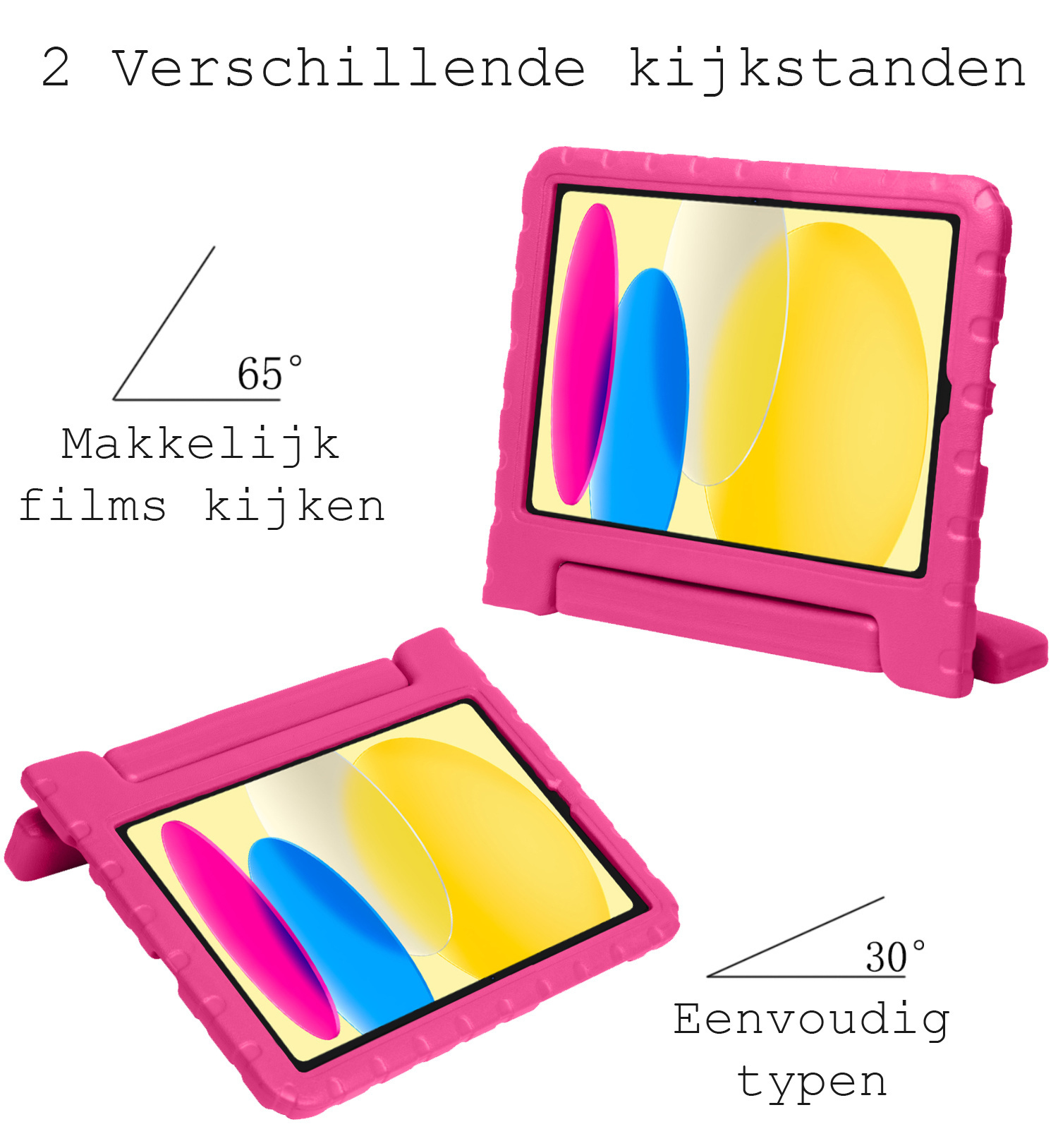 iPad 10 Hoesje Kinder Hoes Shockproof Cover Met Screenprotector - Kindvriendelijke iPad 2022 Hoes Kids Case - Roze