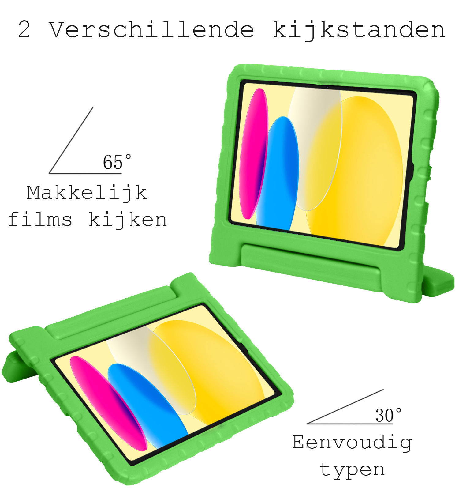 BASEY. Hoesje Geschikt voor iPad 2022 Hoesje Kinder Hoes Shockproof Kinderhoes Met 2x Screenprotector - Kindvriendelijk Hoesje Geschikt voor iPad 10 Hoes Kids Case - Groen
