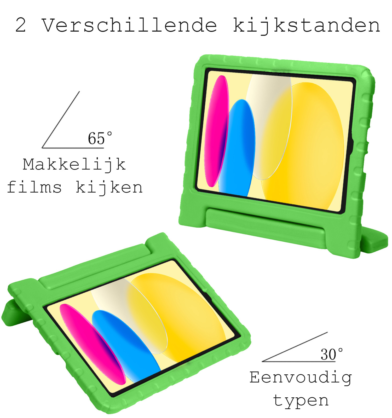 iPad 10 Hoesje Kinder Hoes Shockproof Cover Met 2x Screenprotector - Kindvriendelijke iPad 2022 Hoes Kids Case - Groen
