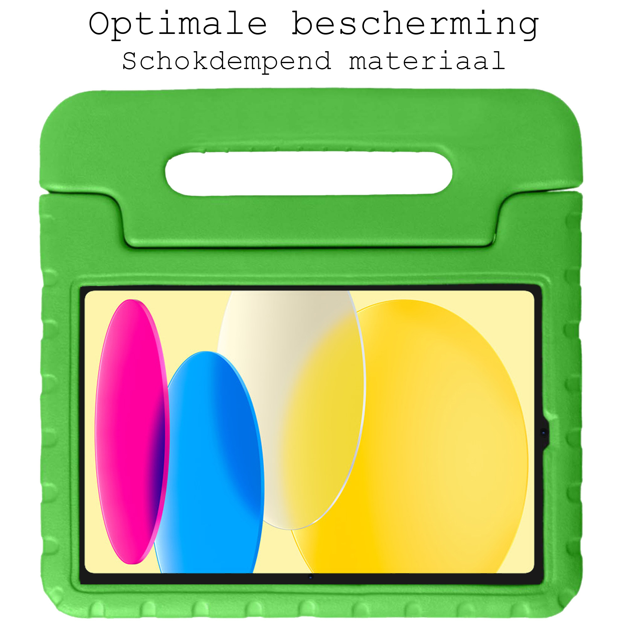 BASEY. Hoesje Geschikt voor iPad 2022 Hoesje Kinder Hoes Shockproof Kinderhoes Met 2x Screenprotector - Kindvriendelijk Hoesje Geschikt voor iPad 10 Hoes Kids Case - Groen