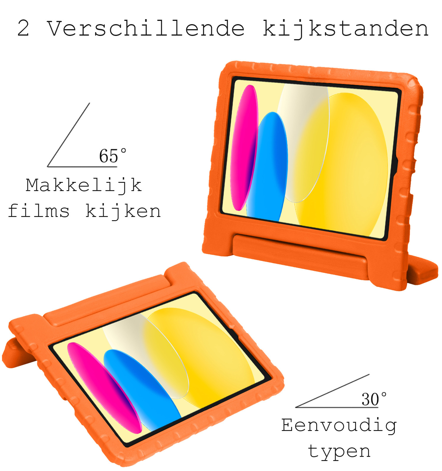 BASEY. Hoesje Geschikt voor iPad 2022 Hoesje Kinder Hoes Shockproof Kinderhoes Met 2x Screenprotector - Kindvriendelijk Hoesje Geschikt voor iPad 10 Hoes Kids Case - Oranje