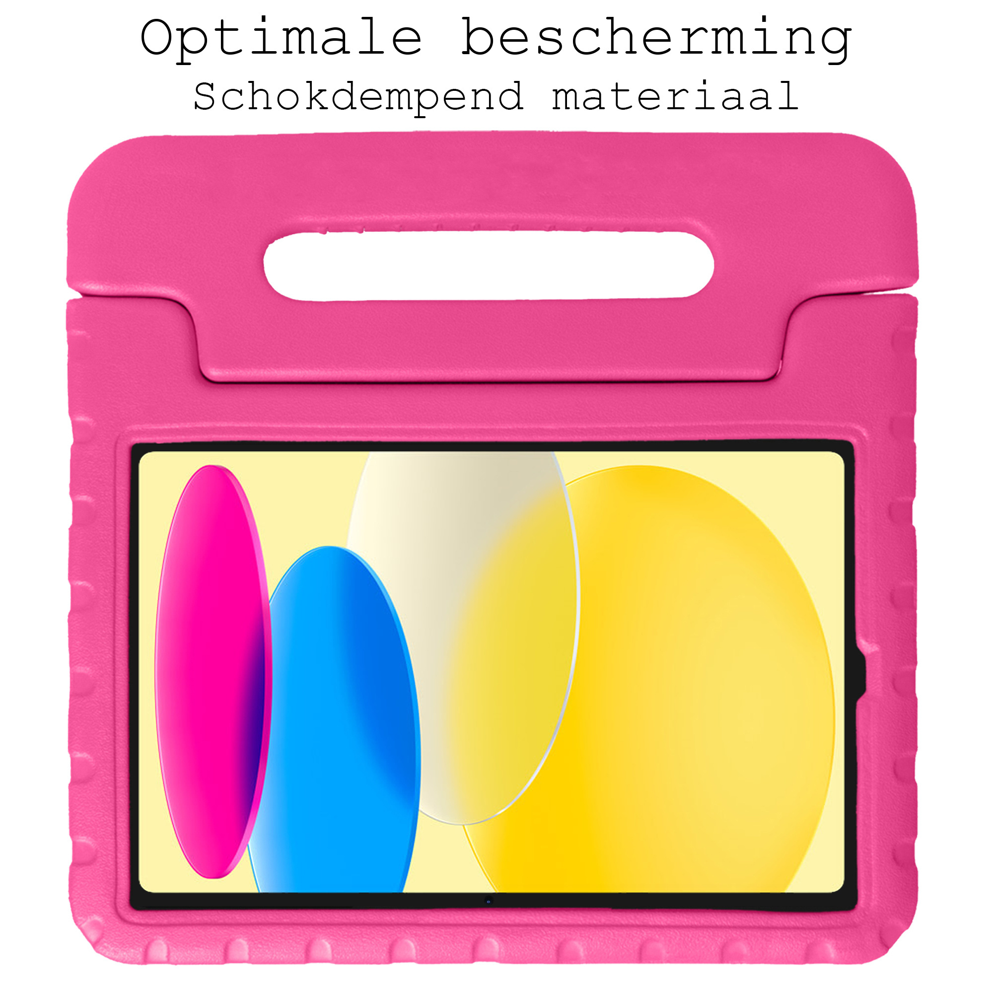 BASEY. Hoesje Geschikt voor iPad 2022 Hoesje Kinder Hoes Shockproof Kinderhoes Met 2x Screenprotector - Kindvriendelijk Hoesje Geschikt voor iPad 10 Hoes Kids Case - Roze