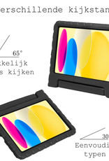 BASEY. Hoesje Geschikt voor iPad 2022 Hoesje Kinder Hoes Shockproof Kinderhoes Met 2x Screenprotector - Kindvriendelijk Hoesje Geschikt voor iPad 10 Hoes Kids Case - Zwart