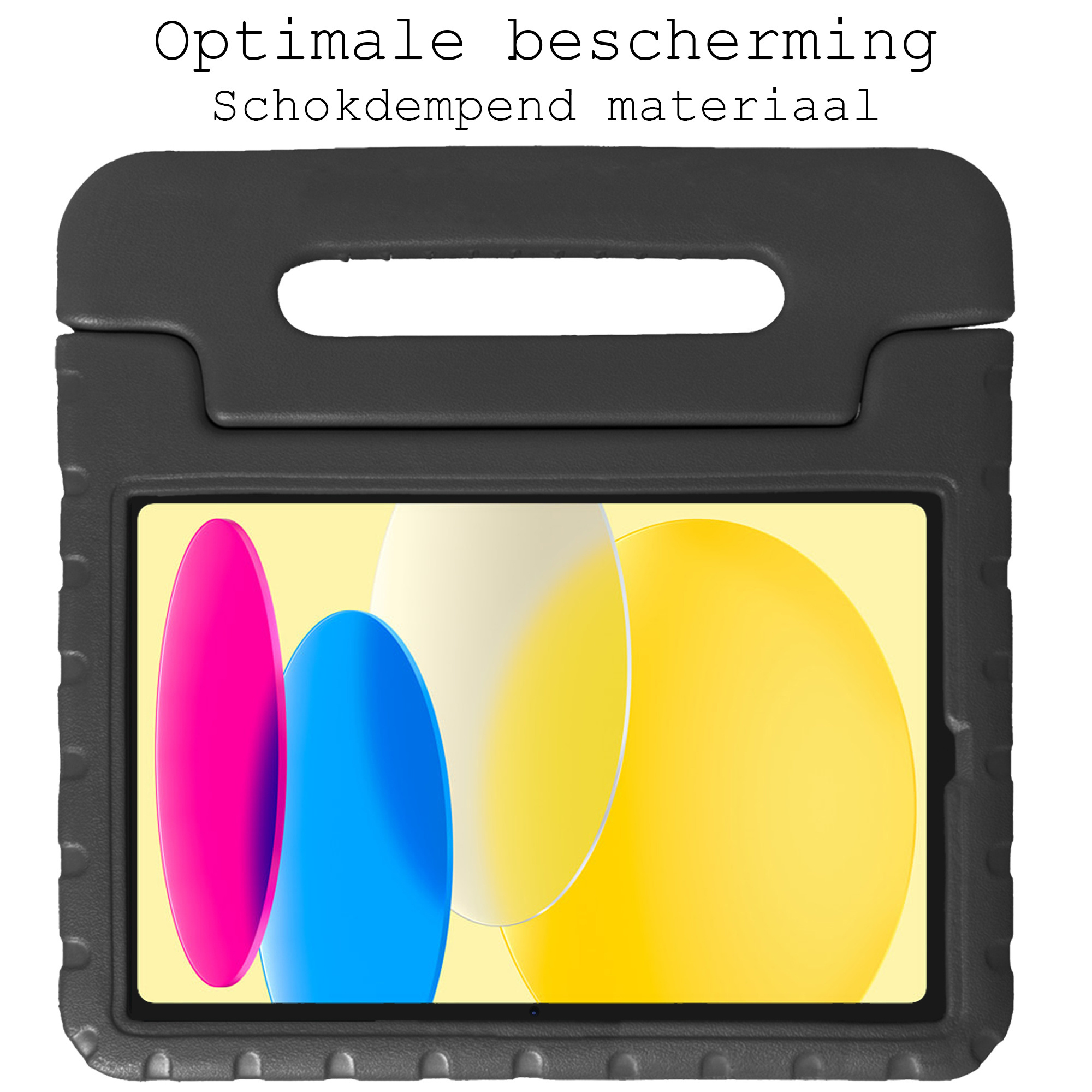 BASEY. Hoesje Geschikt voor iPad 2022 Hoesje Kinder Hoes Shockproof Kinderhoes Met 2x Screenprotector - Kindvriendelijk Hoesje Geschikt voor iPad 10 Hoes Kids Case - Zwart