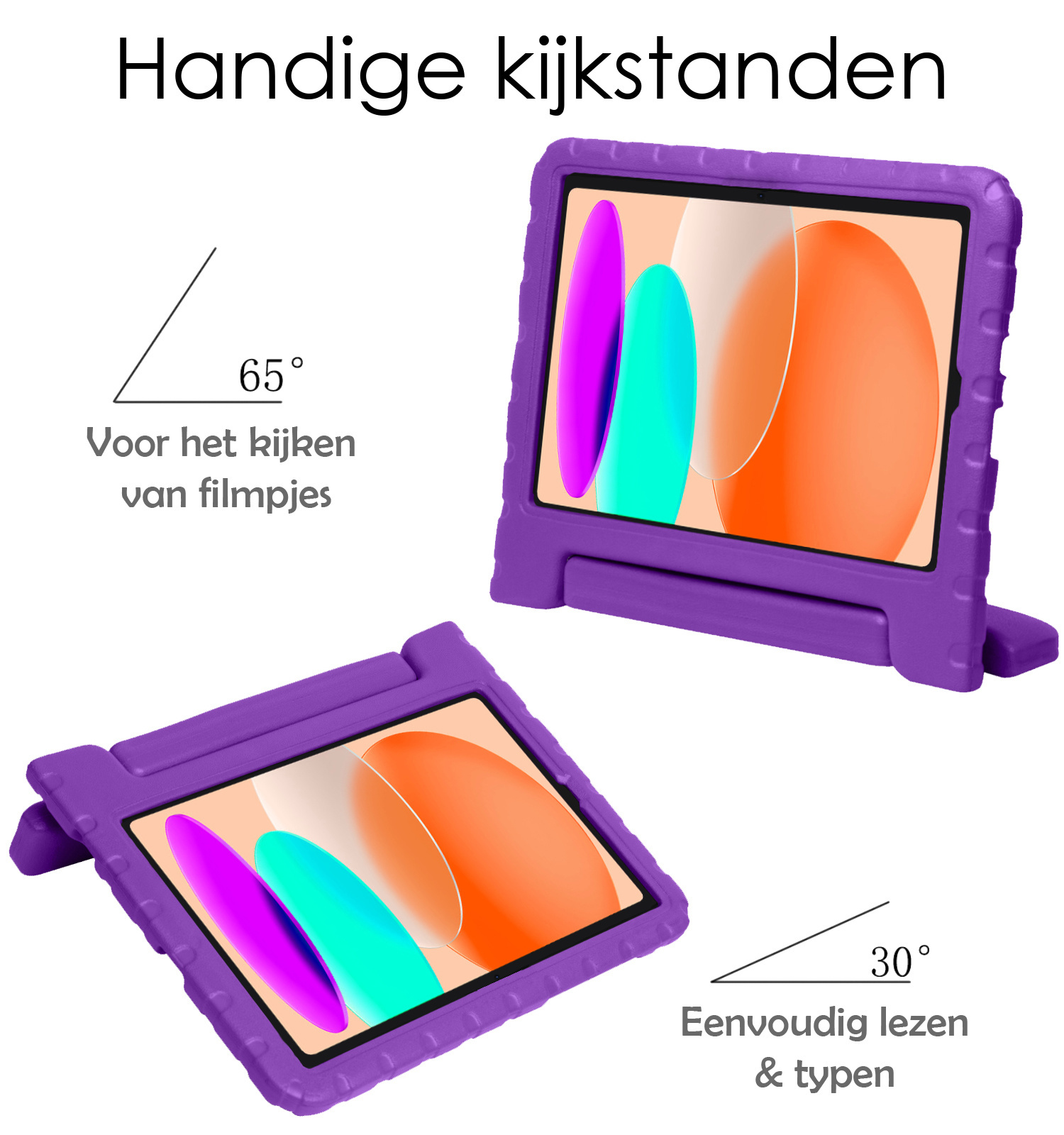NoXx Hoesje Geschikt voor iPad 2022 Hoesje Kinderhoes Shockproof Hoes Kids Case Met Screenprotector - Paars