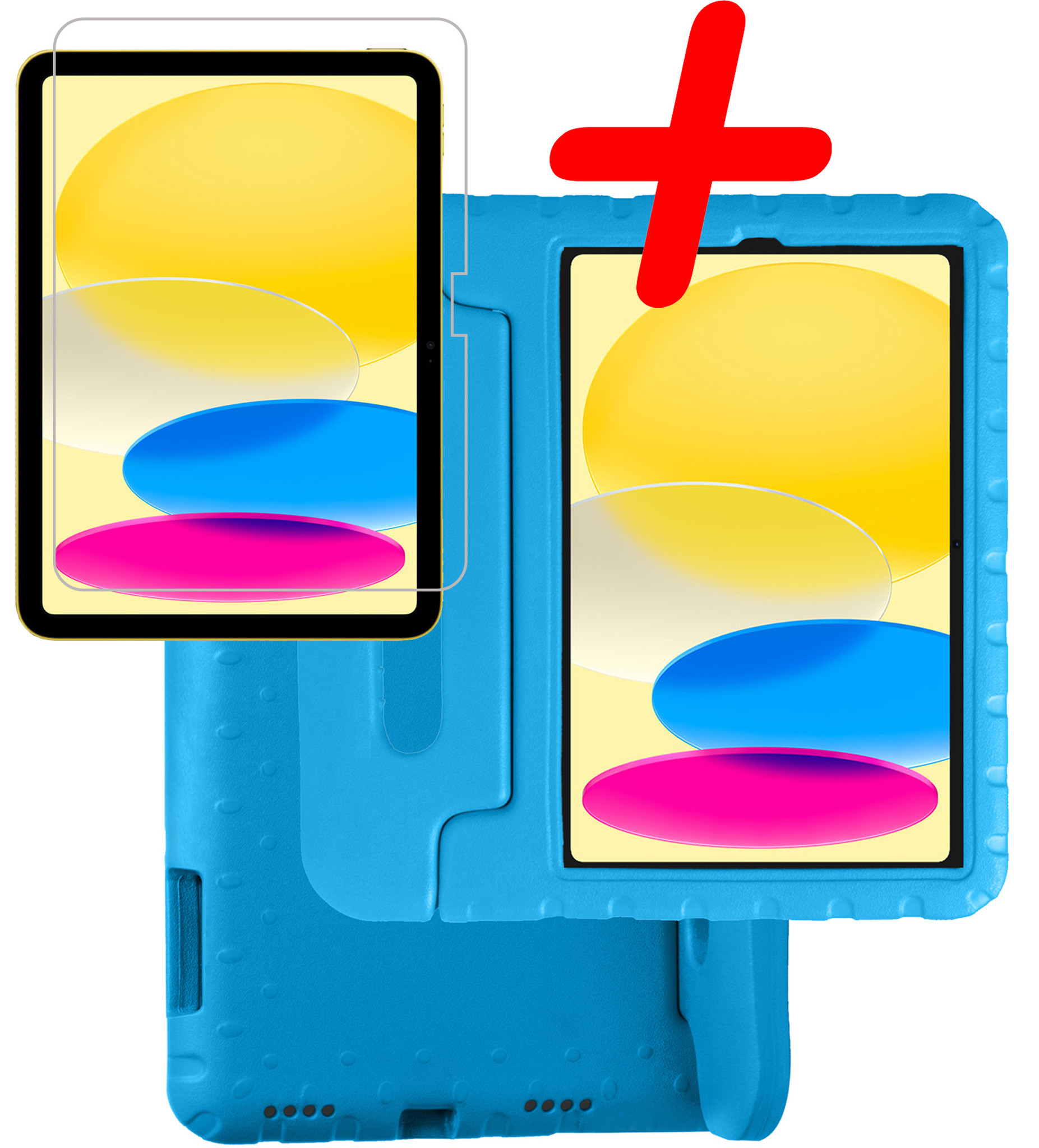 BASEY. Hoesje Geschikt voor iPad 2022 Hoesje Kinder Hoes Shockproof Kinderhoes Met Screenprotector - Kindvriendelijk Hoesje Geschikt voor iPad 10 Hoes Kids Case - Blauw