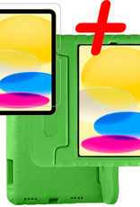 BASEY. Hoesje Geschikt voor iPad 2022 Hoesje Kinder Hoes Shockproof Kinderhoes Met Screenprotector - Kindvriendelijk Hoesje Geschikt voor iPad 10 Hoes Kids Case - Groen