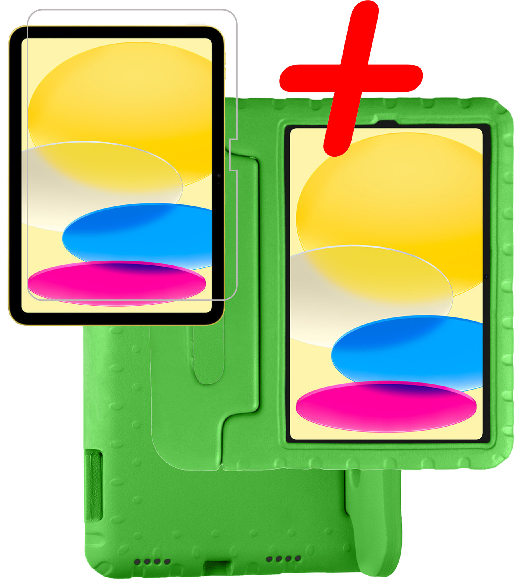 BASEY. Hoesje Geschikt voor iPad 2022 Hoesje Kinder Hoes Shockproof Kinderhoes Met Screenprotector - Kindvriendelijk Hoesje Geschikt voor iPad 10 Hoes Kids Case - Groen