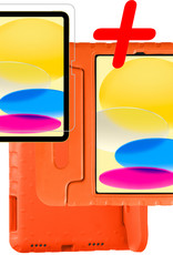 BASEY. Hoesje Geschikt voor iPad 2022 Hoesje Kinder Hoes Shockproof Kinderhoes Met Screenprotector - Kindvriendelijk Hoesje Geschikt voor iPad 10 Hoes Kids Case - Oranje