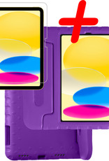 BASEY. Hoesje Geschikt voor iPad 2022 Hoesje Kinder Hoes Shockproof Kinderhoes Met Screenprotector - Kindvriendelijk Hoesje Geschikt voor iPad 10 Hoes Kids Case - Paars