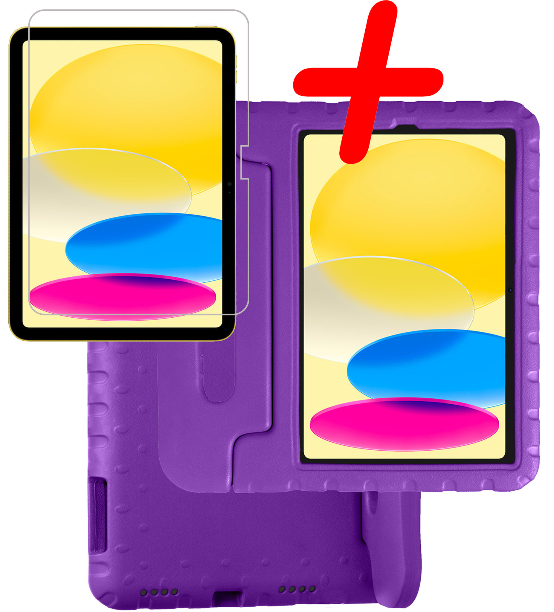 BASEY. Hoesje Geschikt voor iPad 2022 Hoesje Kinder Hoes Shockproof Kinderhoes Met Screenprotector - Kindvriendelijk Hoesje Geschikt voor iPad 10 Hoes Kids Case - Paars