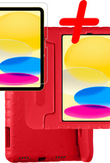 BASEY. Hoesje Geschikt voor iPad 2022 Hoesje Kinder Hoes Shockproof Kinderhoes Met Screenprotector - Kindvriendelijk Hoesje Geschikt voor iPad 10 Hoes Kids Case - Rood