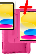 BASEY. Hoesje Geschikt voor iPad 2022 Hoesje Kinder Hoes Shockproof Kinderhoes Met Screenprotector - Kindvriendelijk Hoesje Geschikt voor iPad 10 Hoes Kids Case - Roze