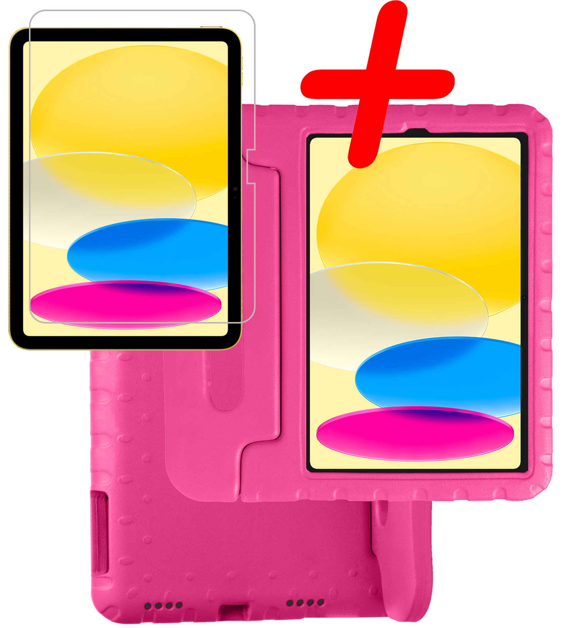 BASEY. Hoesje Geschikt voor iPad 2022 Hoesje Kinder Hoes Shockproof Kinderhoes Met Screenprotector - Kindvriendelijk Hoesje Geschikt voor iPad 10 Hoes Kids Case - Roze