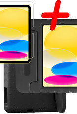 BASEY. Hoesje Geschikt voor iPad 2022 Hoesje Kinder Hoes Shockproof Kinderhoes Met Screenprotector - Kindvriendelijk Hoesje Geschikt voor iPad 10 Hoes Kids Case - Zwart