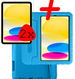 BASEY. iPad 2022 Kinderhoes Met 2x Screenprotector - Blauw