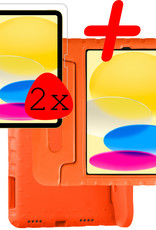 BASEY. Hoesje Geschikt voor iPad 2022 Hoesje Kinder Hoes Shockproof Kinderhoes Met 2x Screenprotector - Kindvriendelijk Hoesje Geschikt voor iPad 10 Hoes Kids Case - Oranje