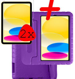 BASEY. iPad 2022 Kinderhoes Met 2x Screenprotector - Paars