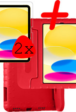 BASEY. Hoesje Geschikt voor iPad 2022 Hoesje Kinder Hoes Shockproof Kinderhoes Met 2x Screenprotector - Kindvriendelijk Hoesje Geschikt voor iPad 10 Hoes Kids Case - Rood