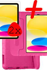BASEY. Hoesje Geschikt voor iPad 2022 Hoesje Kinder Hoes Shockproof Kinderhoes Met 2x Screenprotector - Kindvriendelijk Hoesje Geschikt voor iPad 10 Hoes Kids Case - Roze