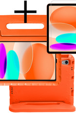 NoXx Hoesje Geschikt voor iPad 2022 Hoesje Kinderhoes Shockproof Hoes Kids Case Met Screenprotector - Oranje