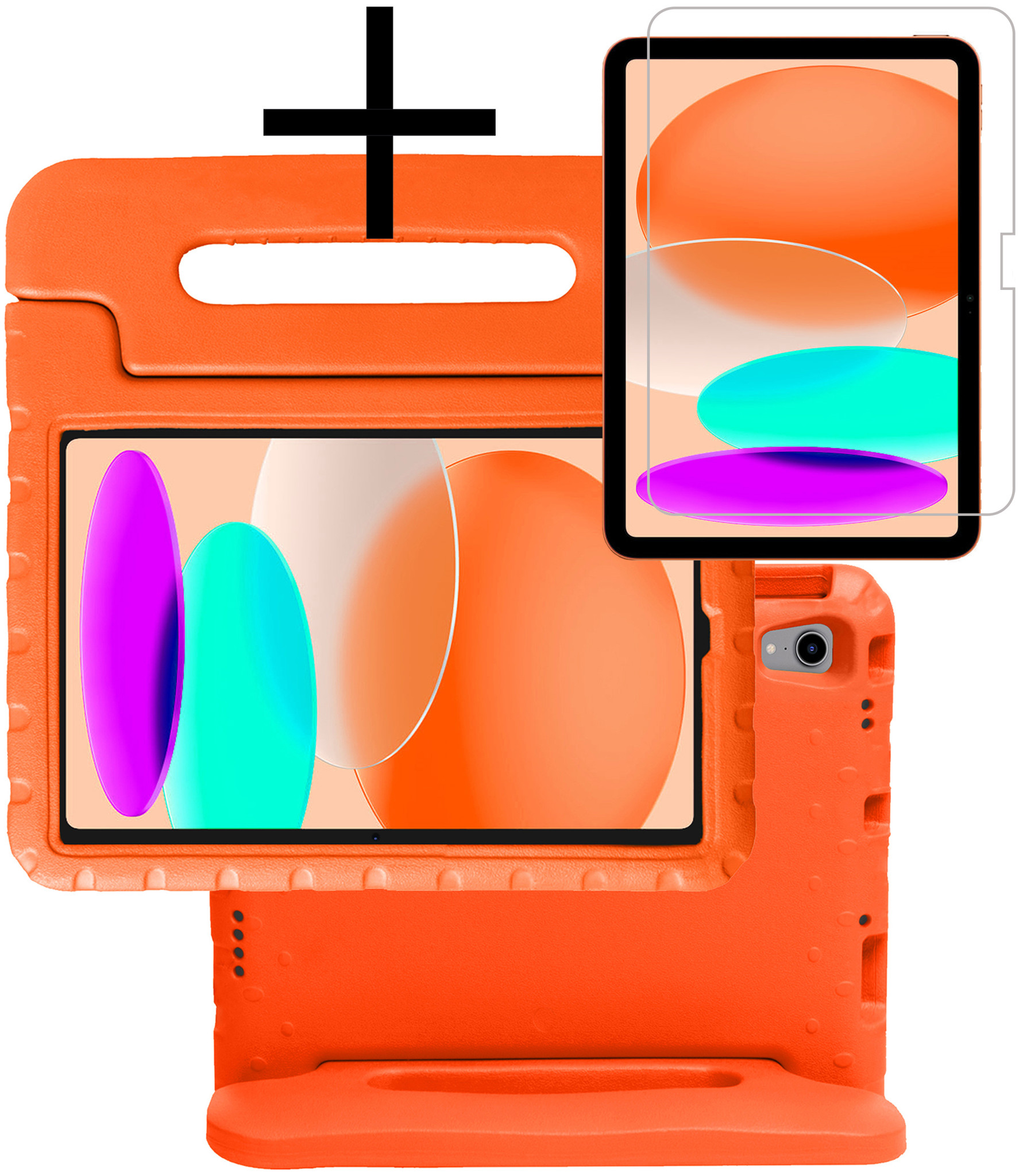 NoXx Hoesje Geschikt voor iPad 2022 Hoesje Kinderhoes Shockproof Hoes Kids Case Met Screenprotector - Oranje