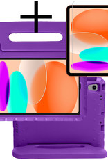 NoXx Hoesje Geschikt voor iPad 2022 Hoesje Kinderhoes Shockproof Hoes Kids Case Met Screenprotector - Paars