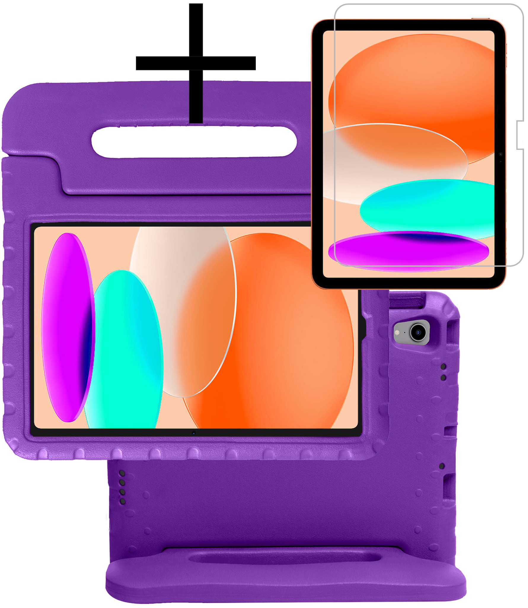iPad 10 2022 Hoesje Kinderhoes Shockproof Cover Case Met Screenprotector - Paars